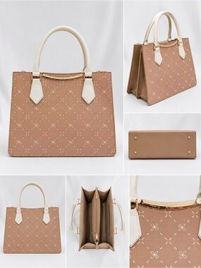 Crossi New York Structured Satchel Tote Blush Pink Cream Crossbody